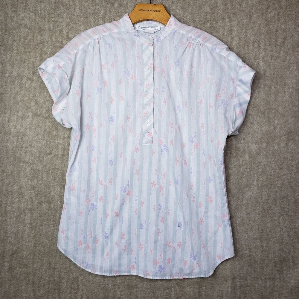Vintage Striped Floral Blouse